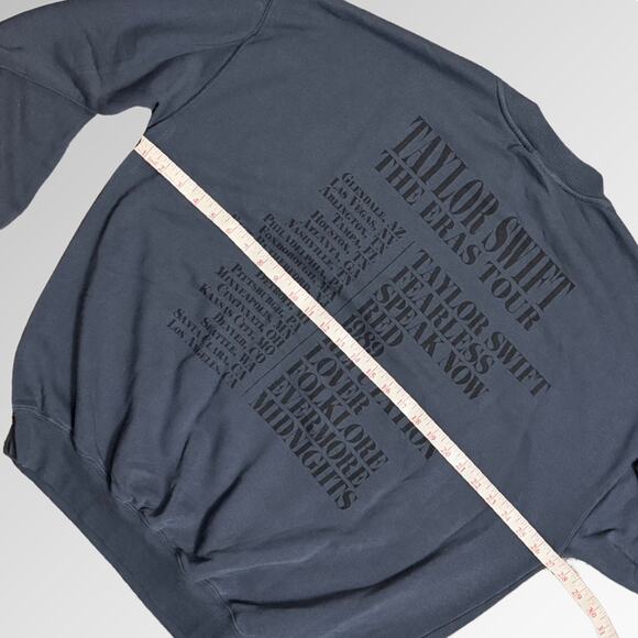 NEW Taylor Swift THE ERAS TOUR Blue Crewneck Sweatshirt SIZE MEDIUM *Flaw* READ! - Picture 5 of 6